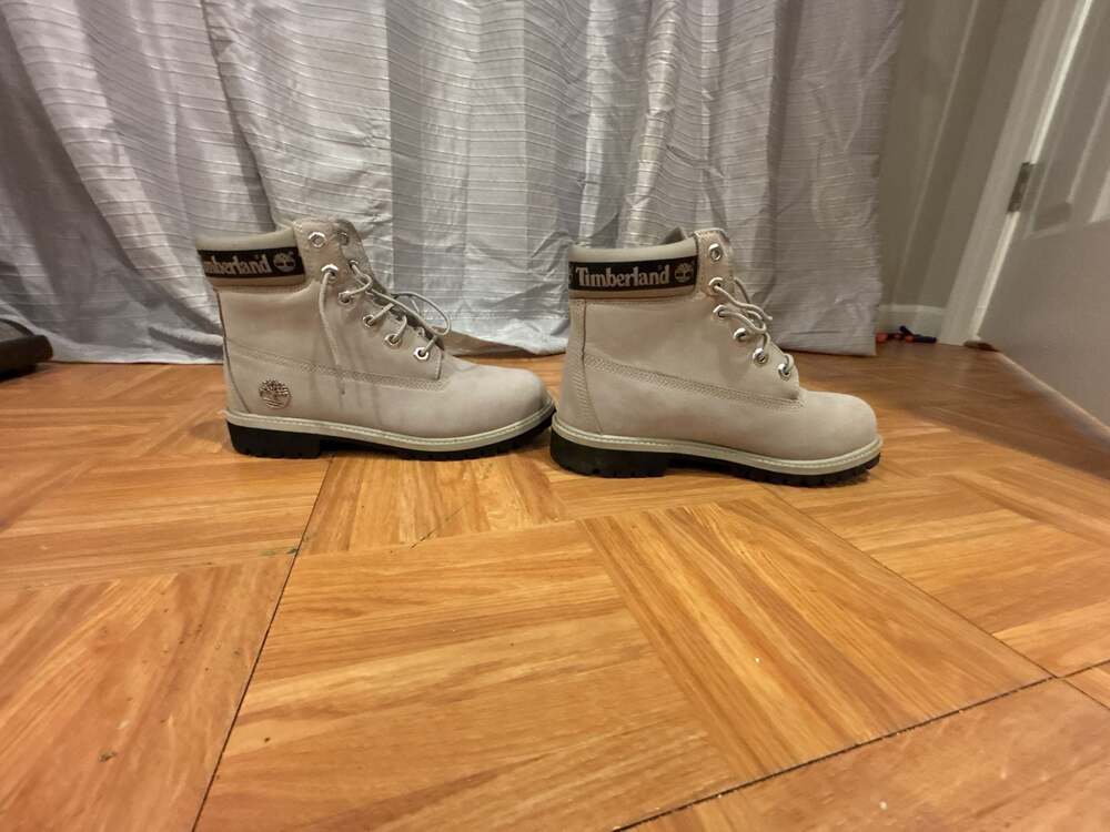 Timberland 6-Inch Logo Collar Waterproof Boots Light Taupe Grey Nubuck